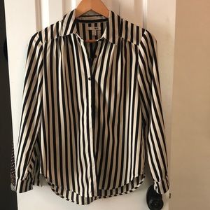 Amuse Society Black and White Stripe Shirt